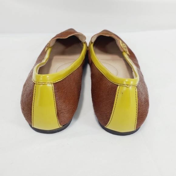 All Black /Anthropologie Brown Citron Patent Leather Pony Hair Loafer Flat 40EU - Picture 9 of 10